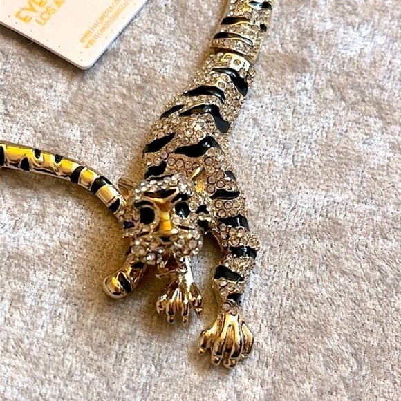 Brand New Eye Candy Gold Tone Crystal Leopard Collar Statement Necklace Jungle - Picture 10 of 15